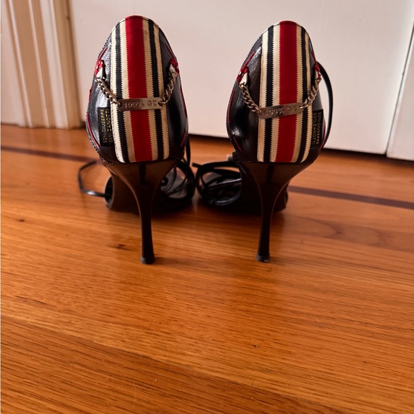 Giuseppe Zanoti Vintage Women's Strappy Heels with Red and Cream Stripe Detail - Picture 3 of 6